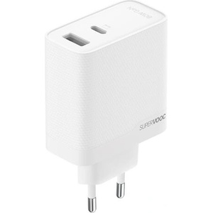 OPPO SUPERVOOC 80W зарядно устройство, бяло, Dual Ports (OSAB7CF3AE_Charger_WHT)