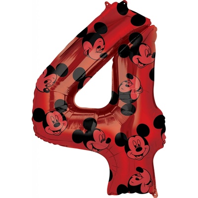 Amscan Balónik fóliový narodeninové číslo 4 Mickey Mouse 66 cm