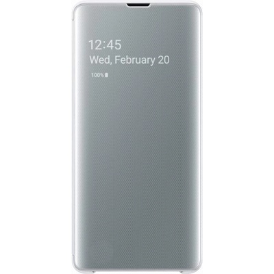 Samsung Clear View Cover EF-ZG975CW - оригинален кейс, през който виждате информация от дисплея за Samsung Galaxy S10 Plus (бял)