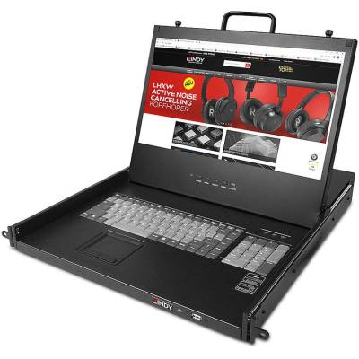 Lindy 21710 стелажна конзола 43, 2 см (17") 1920 x 1080 пиксела Метал Черен 1U (21710)