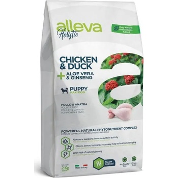 Diusapet Alleva® holistic (puppy maxi) chicken & duck + aloe vera & ginseng - пълноценна храна за млади кученца от едри породи, както и за бременни и кърмещи кучета, Италия - 2 кг 2257