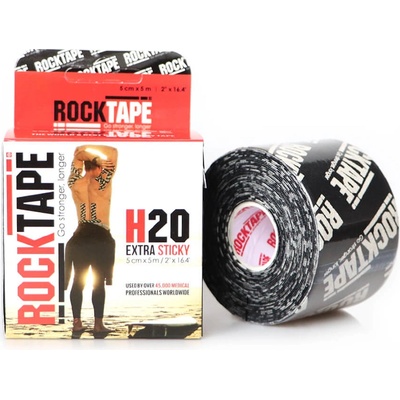 RockTape H2O Kineziologický tejp čierny so značkou 5 cm x 5 m