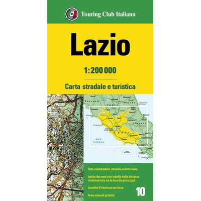Touring Club Italiano vydavatelství mapa Lazio Rome 1:200 t. (Řím, Lazio)