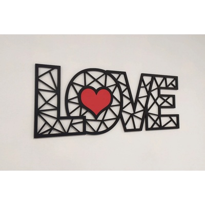 MAJADESIGN Dřevěný obraz - LOVE - BAREVNĚ LAKOVANÝ