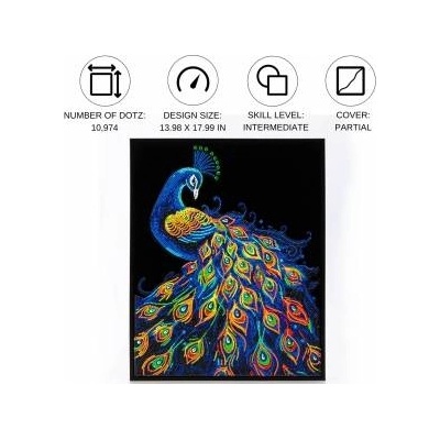 Diamond Dotz adults flocked neon peacock