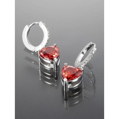 Prosperk náušnice srdíčka třpytivé červené S0035