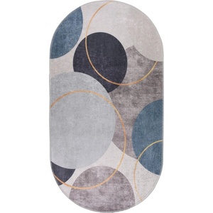 Vitaus Синьо-сив миещ се килим 60x100 cm Oval - Vitaus (KRN-S6029-Oval-60x100)