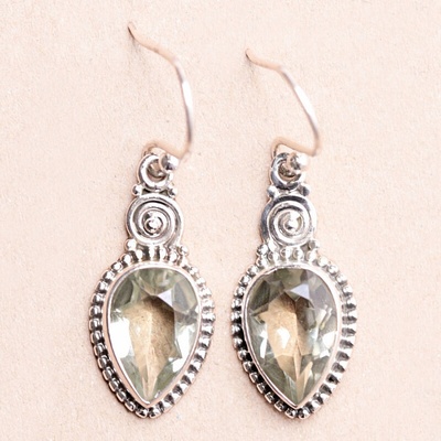 Nefertitis Ametyst zelený - prasiolit náušnice stříbro Ag 925 19296 NF52425 - 1,9 cm, 4,3 g