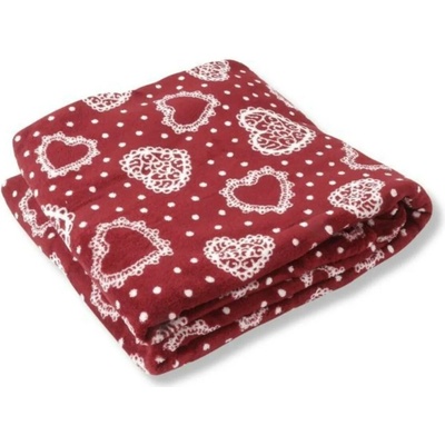 TEXFACE Deka mikrofleece srdce bordo 150x200