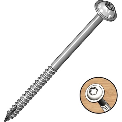 Milescraft PocketScrews – pozinkované samořezné vruty pro kapsové spoje Délka: 63 mm, závit: hrubý (coarse), Obsah balení: 100 ks