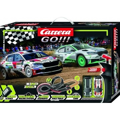 Carrera go škoda rally 4,9 m s loopingem a dvěma vozy fabia rs rally2