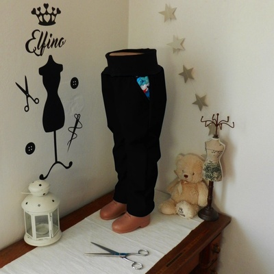 Dětské softshellové kalhoty LETADLA s kapsami s fleecem černé