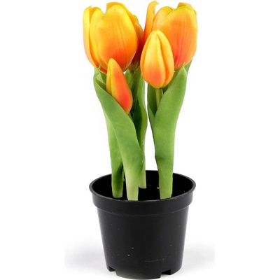 Umělé tulipány v květináči žlutá 1 ks
