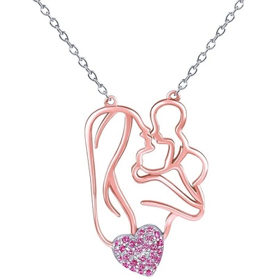 SILVEGO Stříbrný růžově pozlacený mateřství anabel s brilliance zirconia JJJ0521NRG
