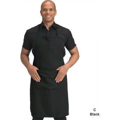 Denny´s Barevná zástěra s laclem a kapsou černá