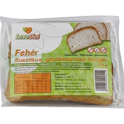 LoveDiet Bezlepkový Rustikální hnědý Chléb krájený 235 g