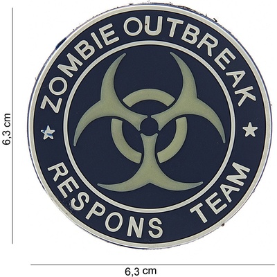 Gumová nášivka 101 Inc nápis Zombie Outbreak Team - biela