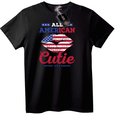NOONEBRAND Тениска Американско Сладко със Знаме - XXS, Black