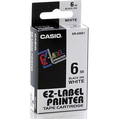 Originální páska do tiskárny Casio štítků, Casio, XR-6WE1, černý tisk/bílý podklad, nelaminovaná, 8m, 6mm