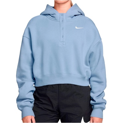 Nike Дамски суичър Nike Women's NSW Phoenix Fleece OS Crop Henley Hoody Hoodie - Hydrogen Blue / Sail (117-3790-0111)