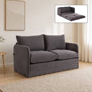 TopMebel Тапициран двоен диван - легло Saga TopMebel в сив цвят 128x70x66cm