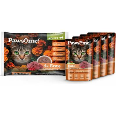 Pawsome Adult Flowpack kachna, 4 × 85 g