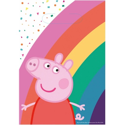8 tašiek prasiatko Peppa Pig papier 23,4 x 16,2 cm - Amscan