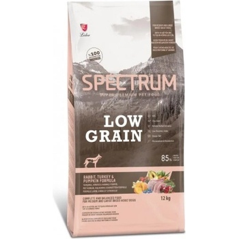 LIDER Spectrum Low Grain Rabbit, Turkey and Pumpkin Medium Large Breeds Adult Dog - Пълноценна храна за израснали кучета от средни и едри породи със Заешко, Пуешко и тиква - 12 кг, Турция
