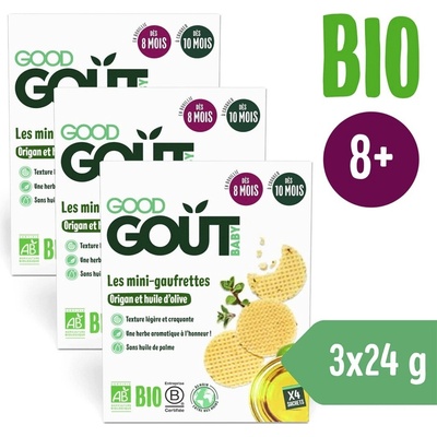 GOOD GOUT BIO Wafle s oregánem a olivovým olejem 3x 24 g