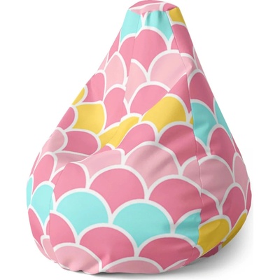Sablio Sedací vak Pear Barevné šupiny 70 x 95 x 15 cm