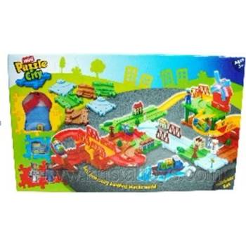 Just Toys PUZZLE CITY Конструктoр ЖП Гара с мост и вятърна мелница 27006