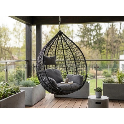 Textilomanie Černé závěsné křeslo KOKON bez stojanu šedý polštář – Hledejceny.cz