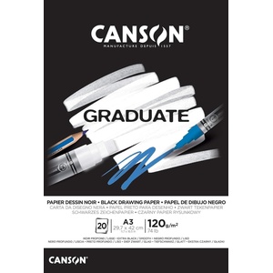 Canson Pad Graduate Papier Dessin Noir Скицник 20 A3 120 g Noir (C400110387)