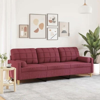 vidaXL 3místná pohovka s polštáři vínová 210 cm textil 11461.3278207
