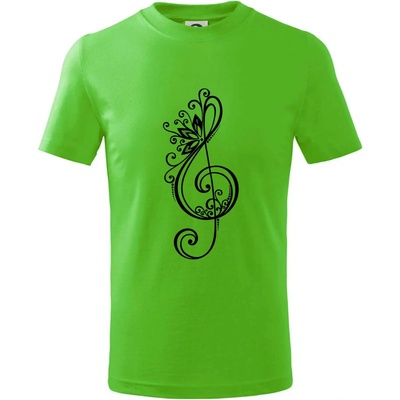 Husľový kľúč kvety tričko detské Apple Green