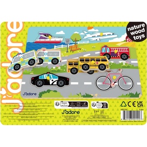  Детски дървен пъзел J′adore от 8 части - Транспортни средства (JD842039) - ozone
