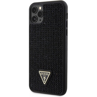 Pouzdro Guess Rhinestones Triangle Metal Logo iPhone 11 Pro Max černé