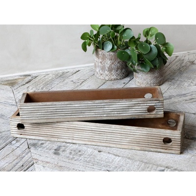 Chic Antique Set 2ks drevených dekoračných podnosov Grim 50x12x6 40x9x6 cm