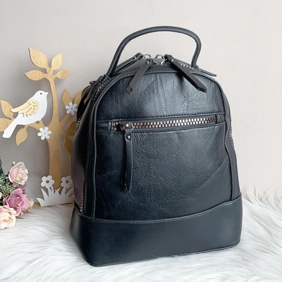 Дамска Черна Чанта Раница - Модел 7807