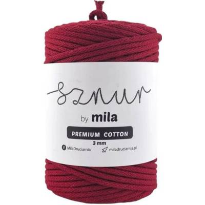 MILA Bavlněná šňůra PREMIUM COTTON 3mm/100m - VÍNO/PC78