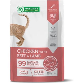 Image 1 of Nature's Protection Healthy Growth Kitten Chicken with Beef and Lamb пауч за подрастващи котки 100gr