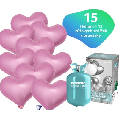 Balonky.cz Helium set helium a balónky IBREX srdce růžové