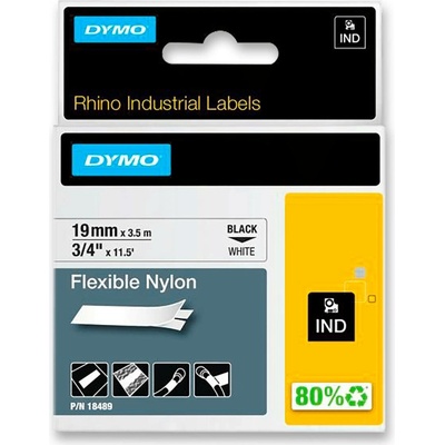 Dymo Rhino 18489 - originální nylonová flexibilní páska - černo-bílá, 19 mm x 3,5 m