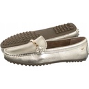 Zlaté dámské kožené mokasíny na podrážce typu driver