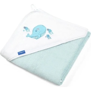 Babyono Хавлия от бамбук с качулка Babyono, 85 х 85 cm, синя с апликация на кит (5901435412640) - baby