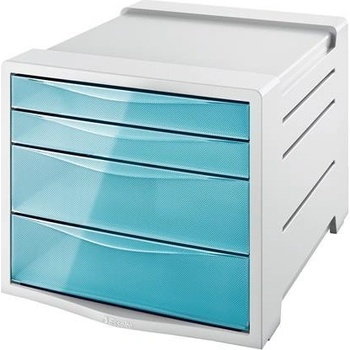 ESSELTE Zásuvkový box na dokumenty, plastový, 4 zásuvky, "Colour` Ice", priehľadná modrá
