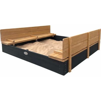 Backyard Discovery Pískoviště s víkem a sedátkem Cedar Ella XXL antracit 150 x 150 cm