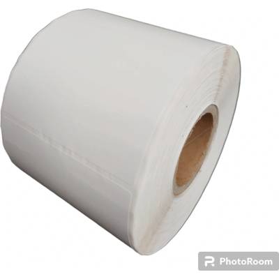 Plastová Etiketa 80 mm x 60 mm, Polypropylén, Biela, Dutinka 40 mm, 1000 ks/kotúč, Silné lepidlo, Priemer kotúča 110 mm
