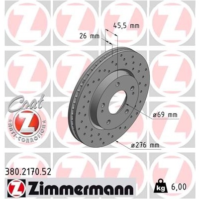 ZIMMERMANN Brzdový kotúč 380217052