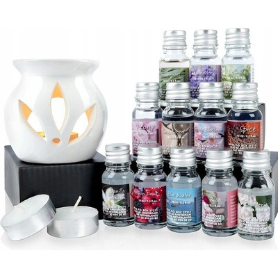 Indecor Aróma lampa s esenciálnymi olejmi 1 x aroma lampa + 2 x čajová svíčka + 12 vonný olej 10 ml